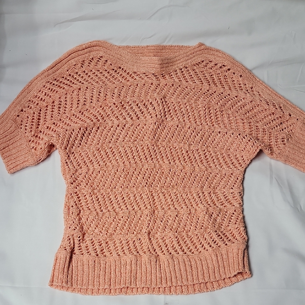 Chicos Open Knit Peach Women's Sweater 2